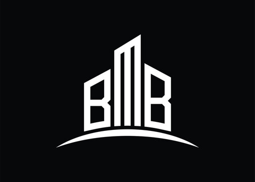 Letter BMB building vector monogram logo design template. Building Shape BMB logo.