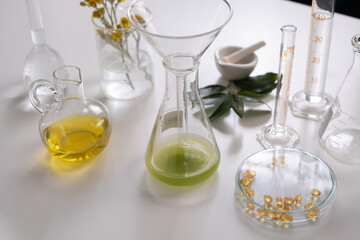 Herbal ingredients extract for making skin care, cosmetic, and supplement in the laboratory.