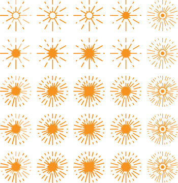 Colorful sun drawing vector illustration.
