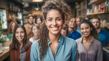Obraz premium Young Successful Team that likes to Work Together with Employees Generative AI Digital Art Background Illustration Wallpaper Magazine Journal Poster