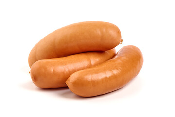 Boiled pork sausages, isolated on white background. High resolution image.