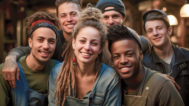 Young Successful Team that likes to Work Together with Employees Generative AI Digital Art Background Illustration Wallpaper Magazine Journal Poster