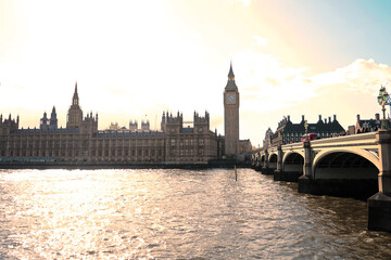 Fototapeta na wymiar London Big Ben with bright Sun