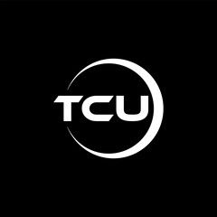 TCU letter logo design with black background in illustrator, cube logo, vector logo, modern alphabet font overlap style. calligraphy designs for logo, Poster, Invitation, etc.