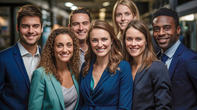 Young Successful Team that likes to Work Together with Employees Generative AI Digital Art Background Illustration Wallpaper Magazine Journal Poster