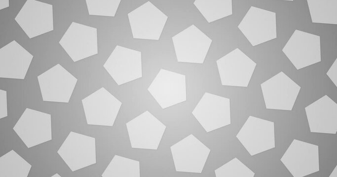 Abstract white color background of rotating Pentagon polygon aligned in a line where each lines are moving in opposite direction. Rotating star pattern Seamless looped abstract motion graphics backgro