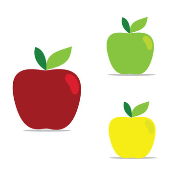 Vector red apple icon, apple fruit vector, vector apples, red apples, green apples and yellow apples