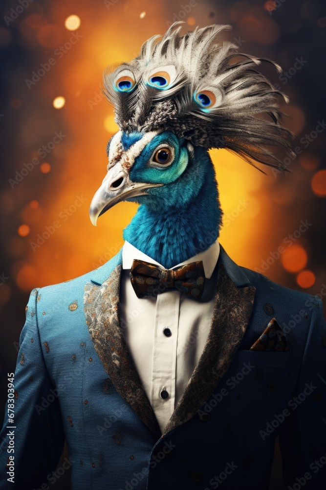 Fototapete a picture of a blue bird dressed in a tuxedo and wearing a bow tie. this image can be used for vario