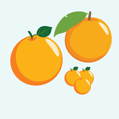 Orange fruit. Oranges that are segmented on a blue background.