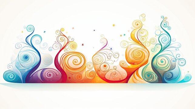  a colorful abstract background with swirls and stars on a white background with a place for a text or an image with a place for a place for your own text.