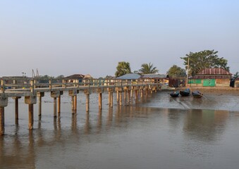 Fisherman village on the bank of pasur river.this photo was taken from Sundarbans National Park,Bangladesh.