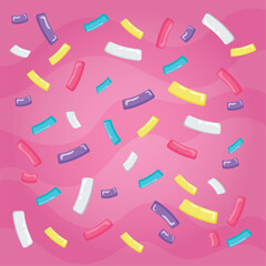 Pink background with different candies Vector