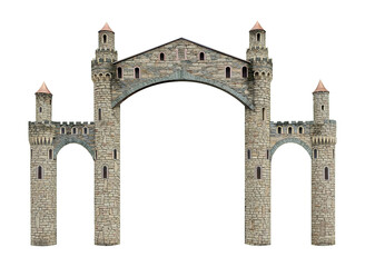 Gothic medieval style fortress or castle with tower, © denisik11