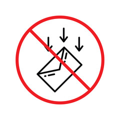 No envelope icon. Forbidden mailing icon. No email vector sign. Prohibited mailing vector icon. Warning, caution, attention, restriction flat sign design. No letter UX UI icon