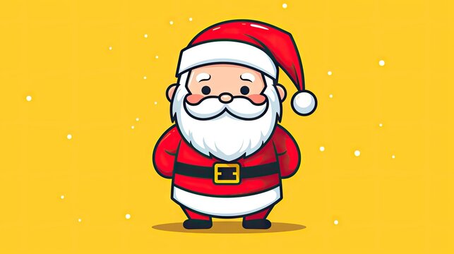  a cartoon of a santa claus standing in front of a yellow background with snow flakes on the bottom and bottom of the image on the bottom of the image.