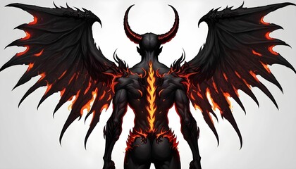 AI generated illustration of a menacing devil with demonic wings and horns - obrazy, fototapety, plakaty