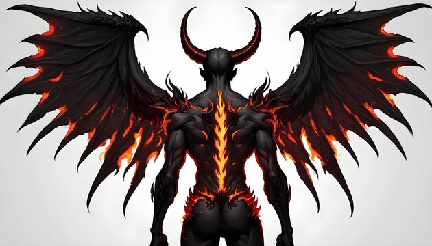 AI generated illustration of a menacing devil with demonic wings and horns