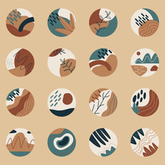 Set of Abstract Autumn Rounded