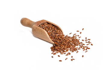 Flax seed on the white background