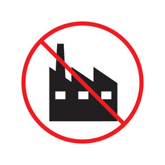 Forbidden Factory vector icon. Prohibited Warning, caution, attention, restriction label danger. No Factory flat sign design. Factory symbol pictogram UX UI