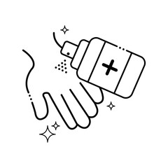 Isolated hand applying alcohol clean icon Vector