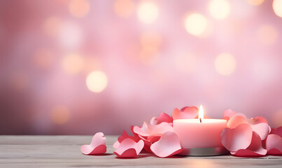 Love banner for Valentines day - Hearts and candles design