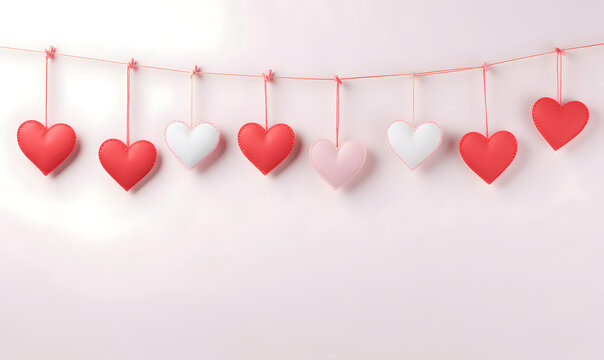 Love banner for Valentines day - Hanging hearts design