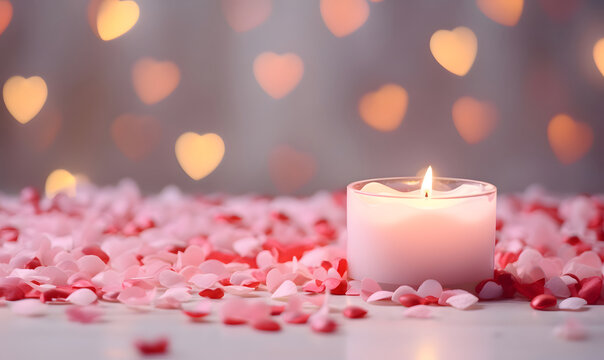 Love banner for Valentines day - Hearts and candles design