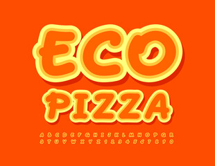 Vector healthy template Eco Pizza. Creative sticker Font. Funny set of Alphabet Letters, Numbers and Symbols