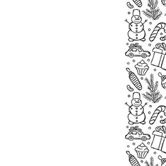 New year background. Doodle illustration with christmas and new year icons