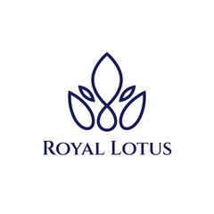 Lotus flower monoline logo, crown flower petals logo.
