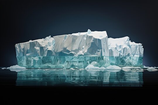 Iceberg on a dark background, 3d rendering, 3d illustration, Ai Generated