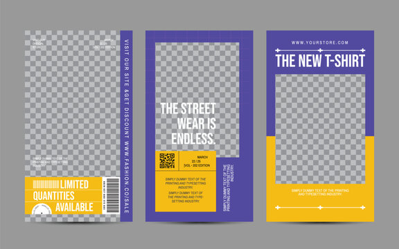 Modern urban futuristic streetwear fashion design for social media post template