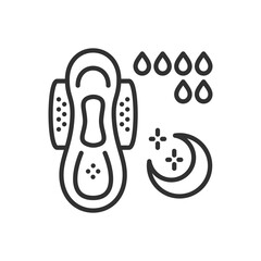 Menstrual night pad with high absorbency, linear icon. Line with editable stroke