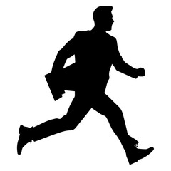 Business man run vector silhouette, a business man running silhouette