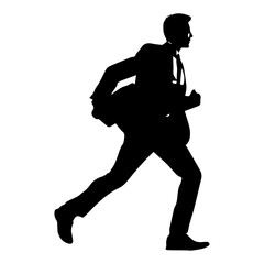 Business man run vector silhouette, a business man running silhouette