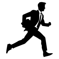 Business man run vector silhouette, a business man running silhouette