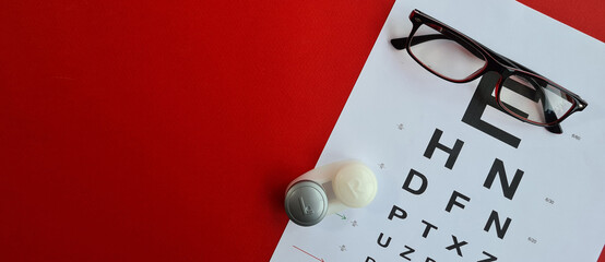 Vision test table glasses and lenses for vision correction