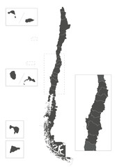Vector blank map of Chile with regions and territories and administrative divisions. Editable and clearly labeled layers. - 678315138