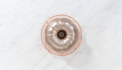 Lemon blueberry bundt cake with powdered sugar dusting