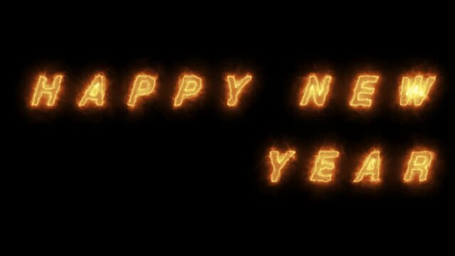 New Year Wishes Glowing Typography Digital Rendering