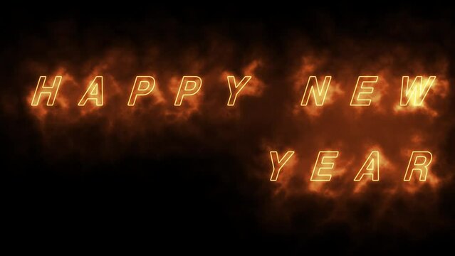 New Year Wishes Glowing Typography Digital Rendering
