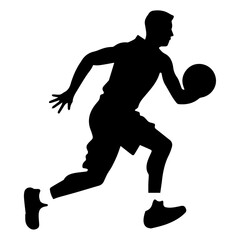 Fototapeta na wymiar Basketball Player vector silhouette, A Basketball player playing on the field