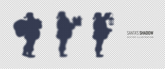 Santa Claus silhouette blurred. Set of Santa Claus shadow elements for the New Year celebration. Vector illustration