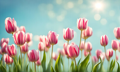 Spring tulips adorn a serene and smooth landscape