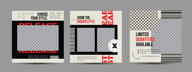 Modern urban futuristic streetwear fashion design for social media post template