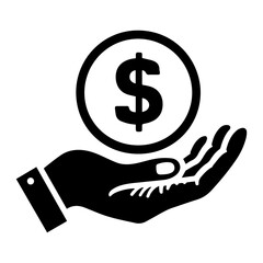 Money Icon vector silhouette, Money Icon On the hand vector silhouette, dollar icon vector