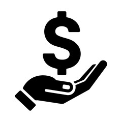 Money Icon vector silhouette, Money Icon On the hand vector silhouette, dollar icon vector