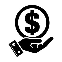 Money Icon vector silhouette, Money Icon On the hand vector silhouette, dollar icon vector