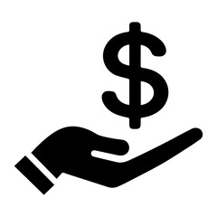 Money Icon vector silhouette, Money Icon On the hand vector silhouette, dollar icon vector